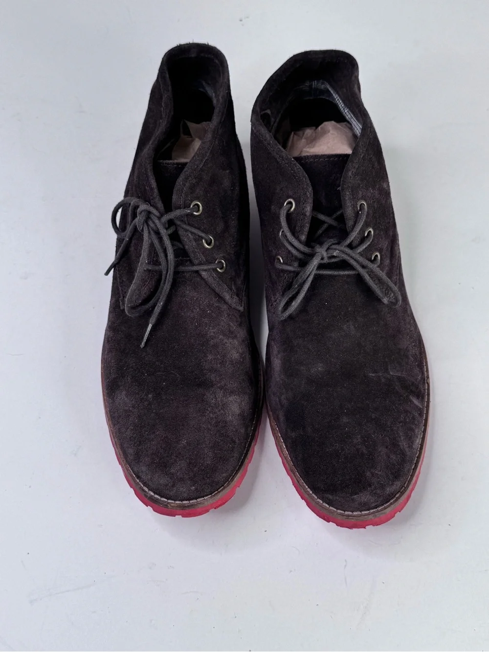 Kurt Geiger Dark Brown Suede Chukka Boots with Red Sole